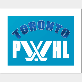 Gradient blue Toronto with white pwhl logo Posters and Art